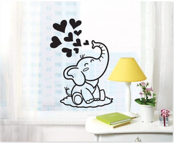 SGWST-28B Wall Sticker สติ๊กเกอร์ไดคัท ลายช้างพ่นหัวใจ / ขนาดเเผ่น 31.5cm x 39.5cm